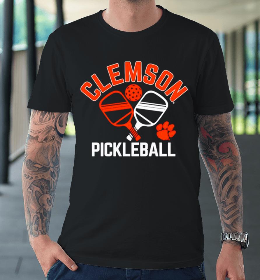 Clemson Tigers Pickleball Crossed Paddles Premium T-Shirt