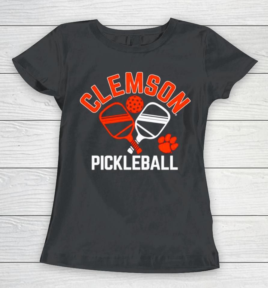 Clemson Tigers Pickleball Crossed Paddles Women T-Shirt