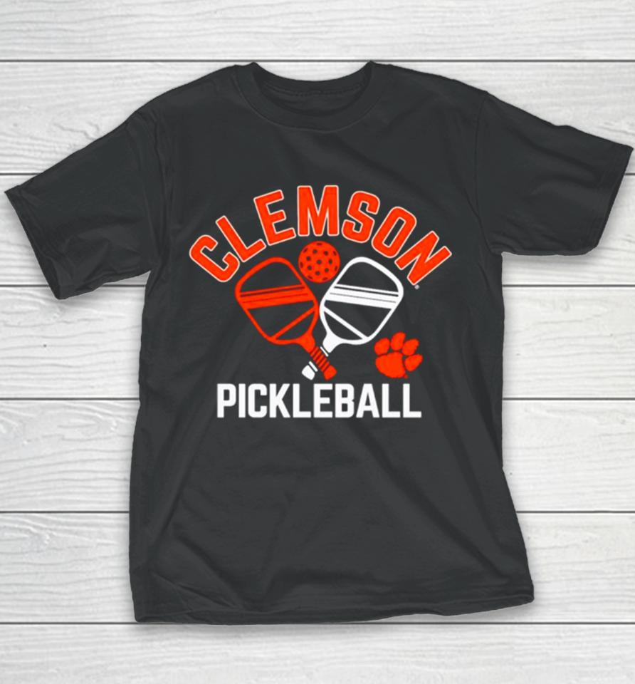Clemson Tigers Pickleball Crossed Paddles Youth T-Shirt