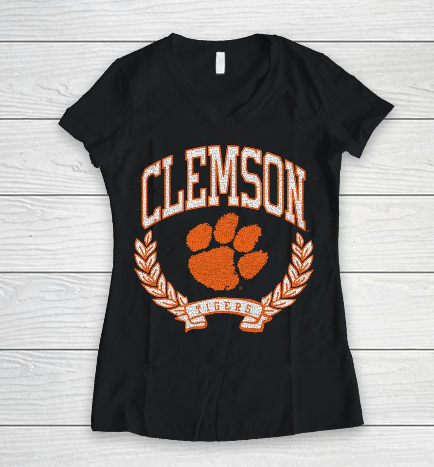 Clemson Tigers Victory Vintage Women V-Neck T-Shirt