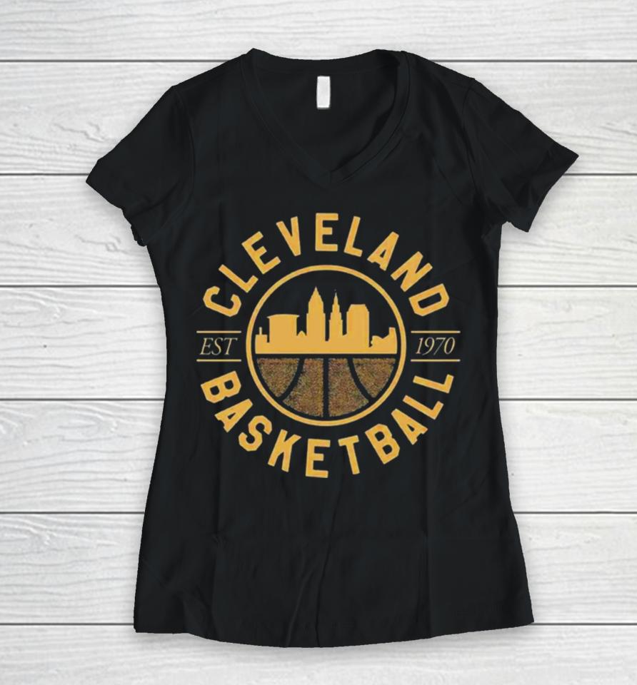 Cleveland Basketball Seal Women V-Neck T-Shirt