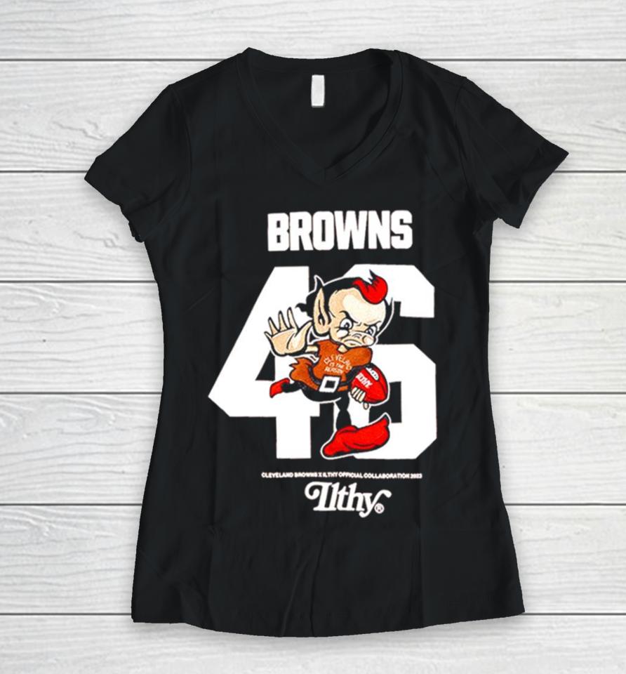 Cleveland Browns Brown Brownie The Elf Women V-Neck T-Shirt