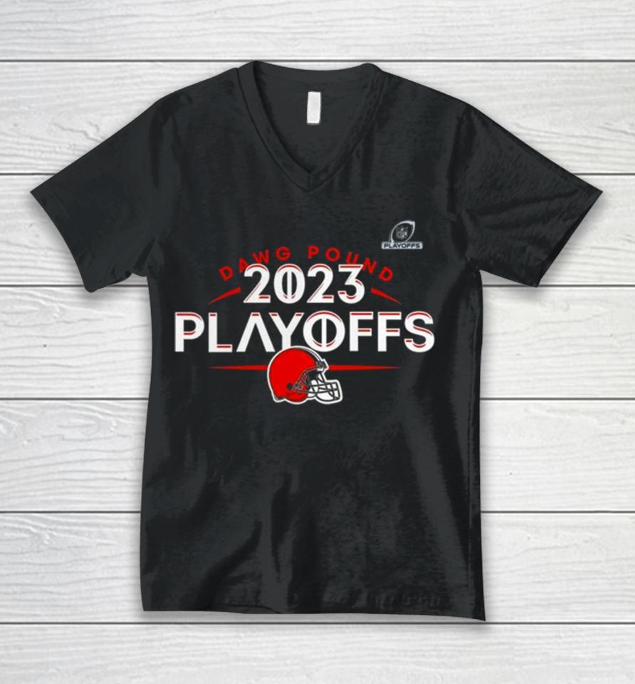 Cleveland Browns Dawg Pound 2023 Nfl Playoffs Unisex V-Neck T-Shirt
