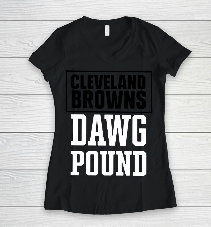 Cleveland Browns Dawg Pound Women V-Neck T-Shirt