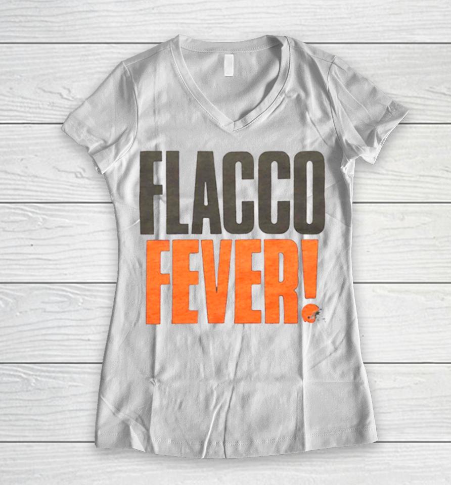Cleveland Browns Flacco Fever Women V-Neck T-Shirt