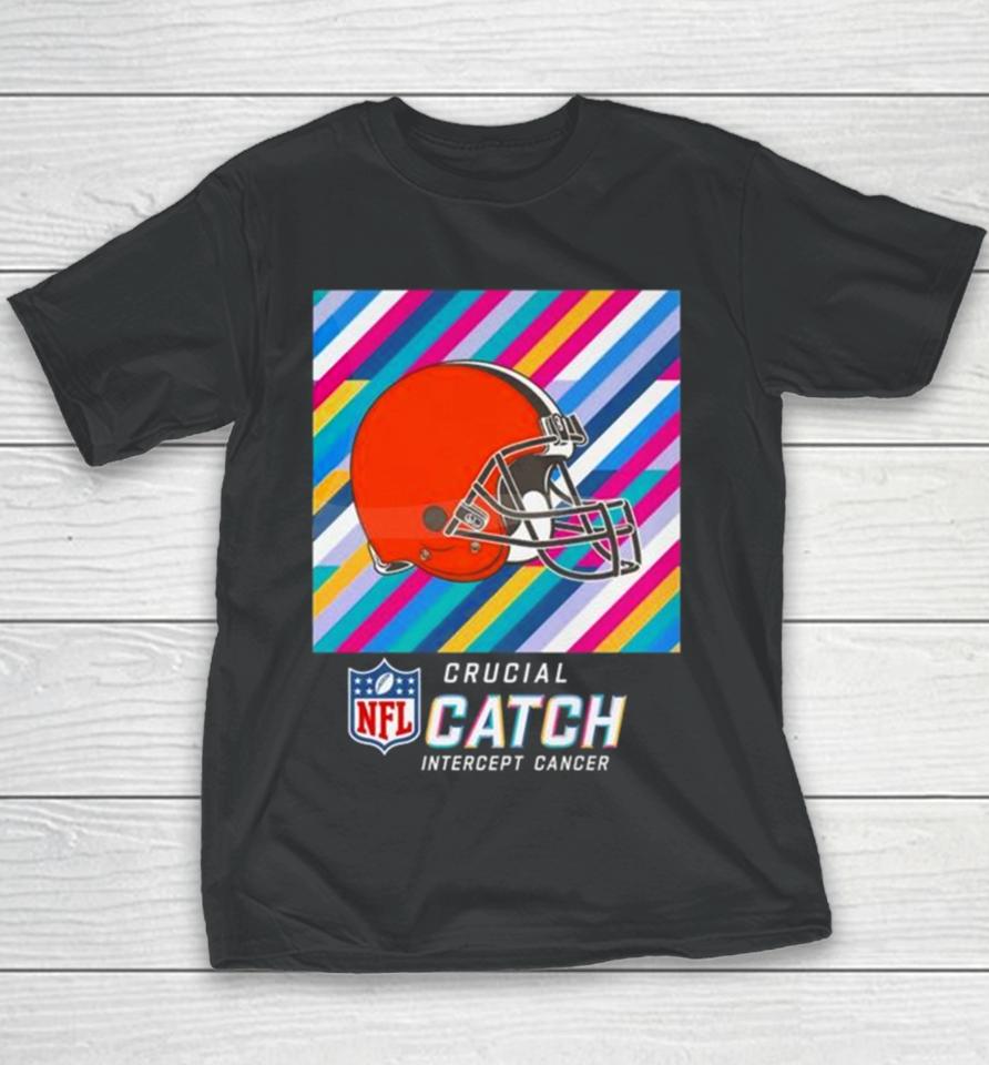 Cleveland Browns Nfl Crucial Catch Intercept Cancer Youth T-Shirt