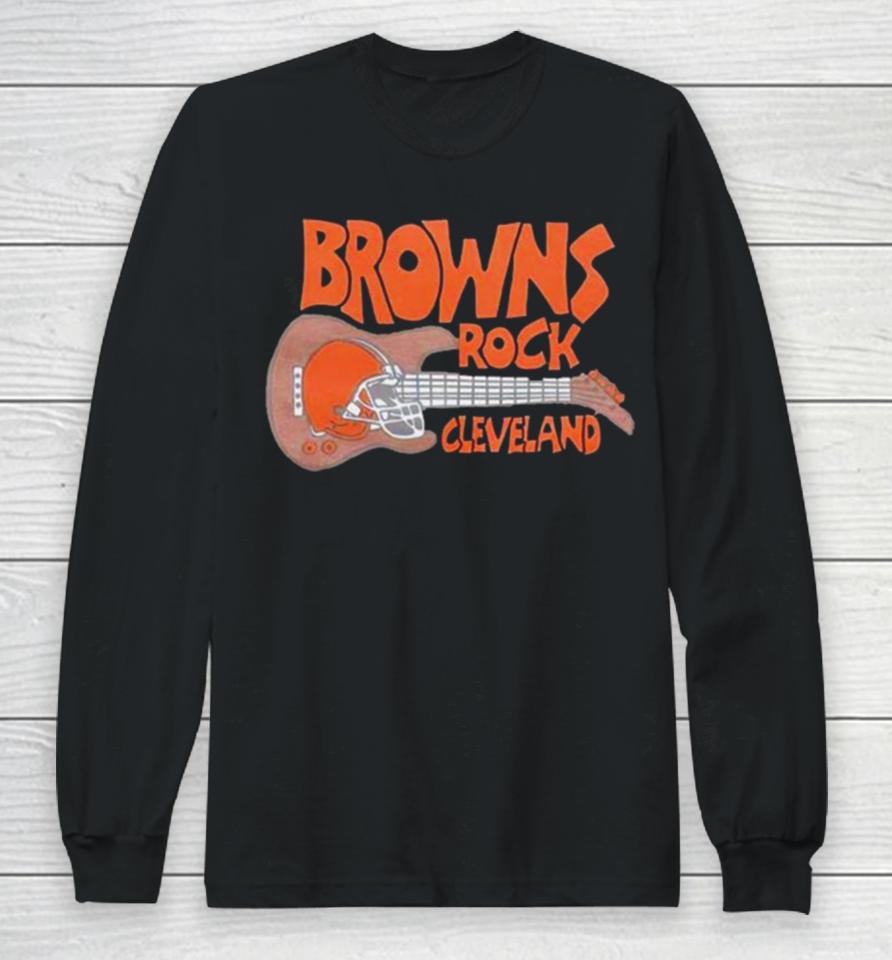 Cleveland Browns Rock Football Helmet And Guitar Long Sleeve T-Shirt