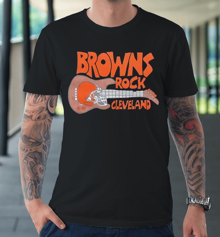 Cleveland Browns Rock Football Helmet And Guitar Premium T-Shirt