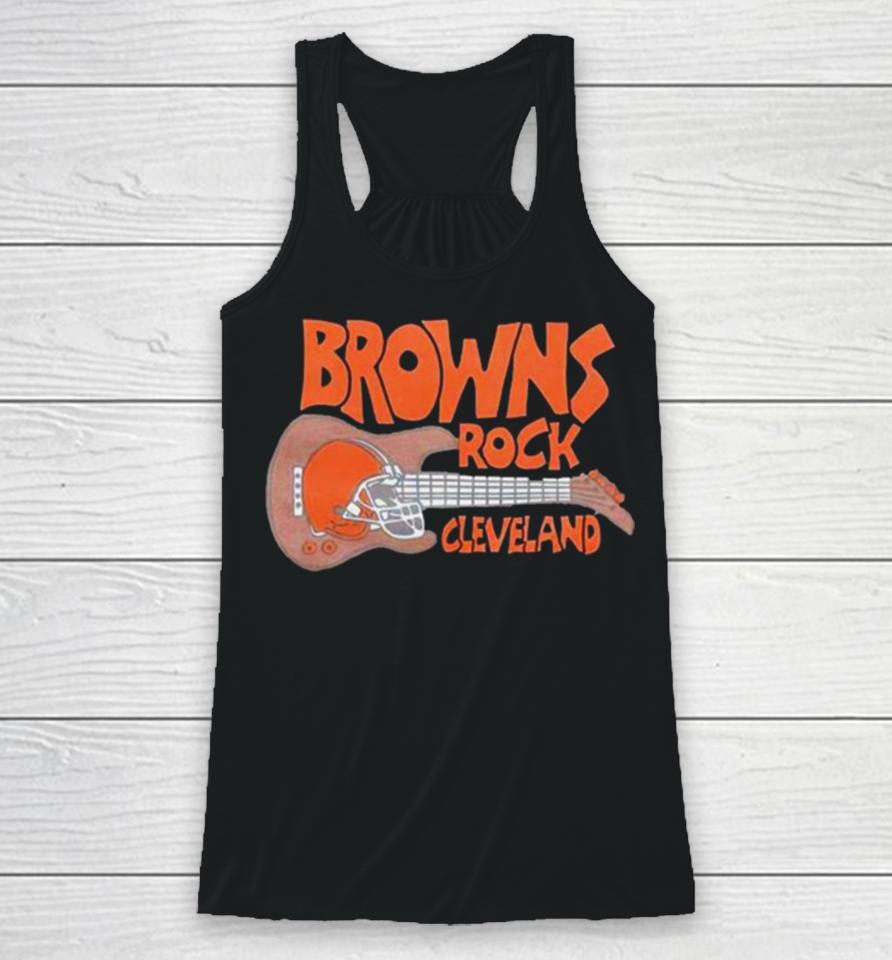 Cleveland Browns Rock Football Helmet And Guitar Racerback Tank