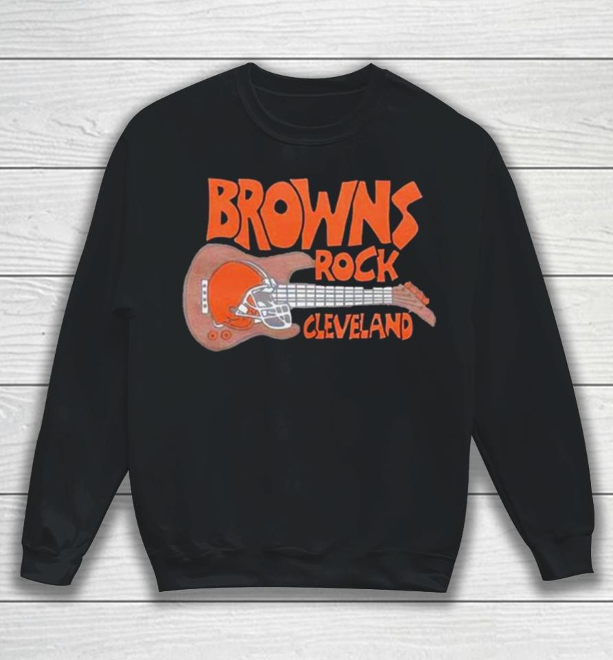 Cleveland Browns Rock Football Helmet And Guitar Sweatshirt