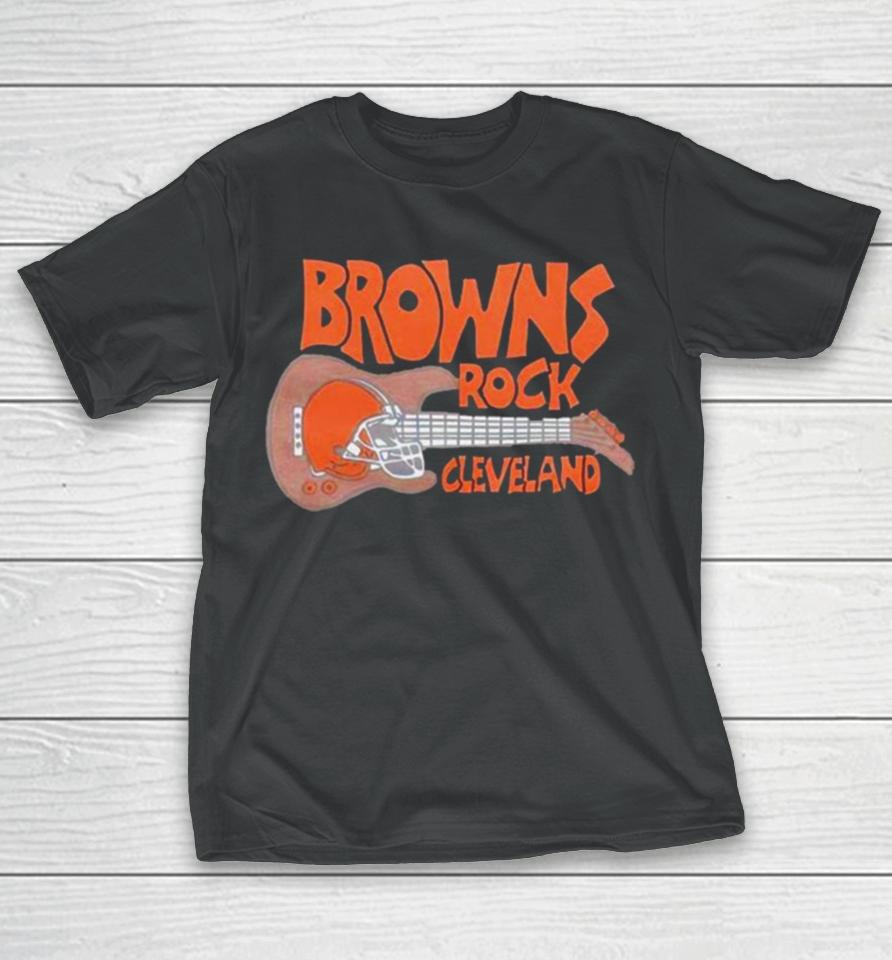Cleveland Browns Rock Football Helmet And Guitar T-Shirt