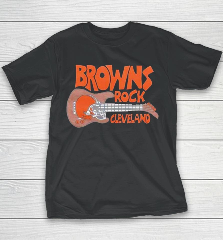 Cleveland Browns Rock Football Helmet And Guitar Youth T-Shirt