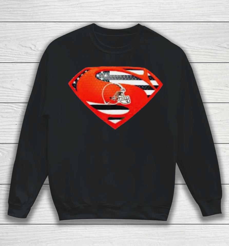 Cleveland Browns Usa Flag Inside Superman Sweatshirt