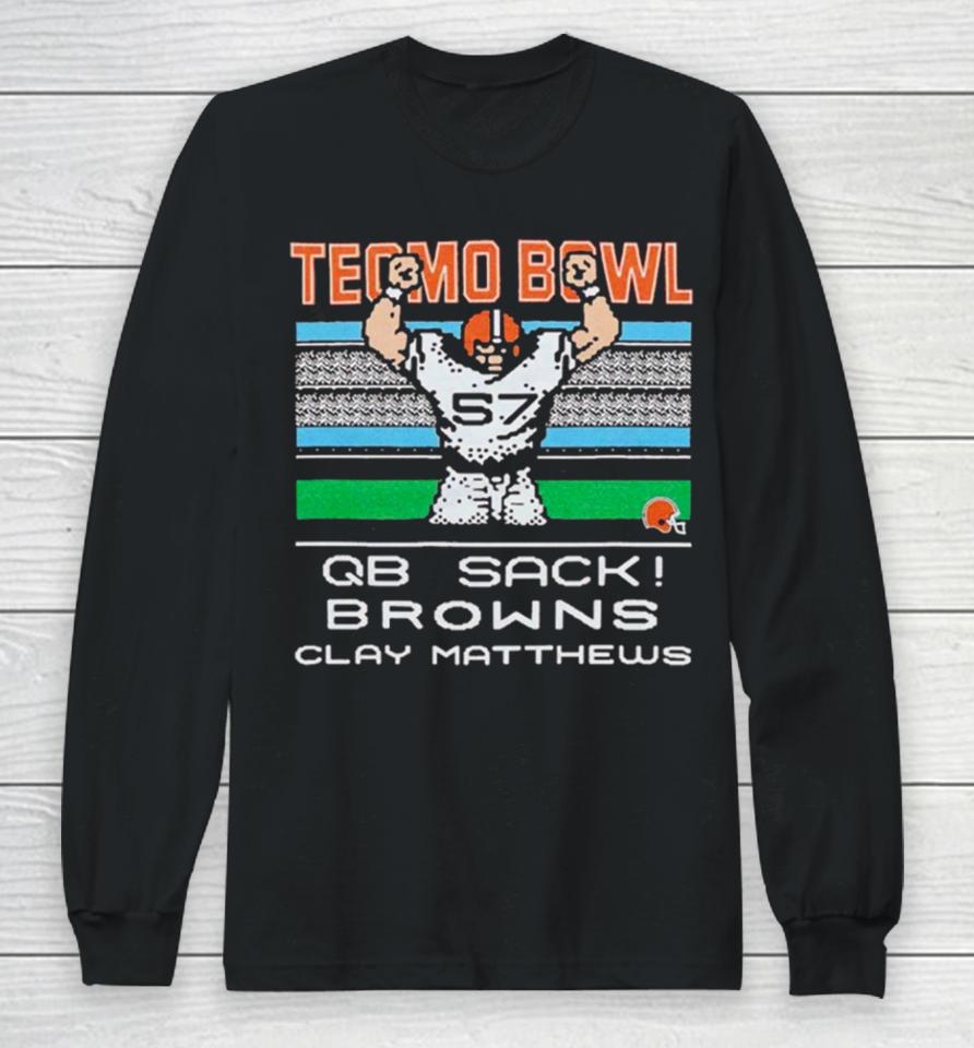 Cleveland Browns Video Game Tecmo Bowl Browns Clay Matthews Long Sleeve T-Shirt