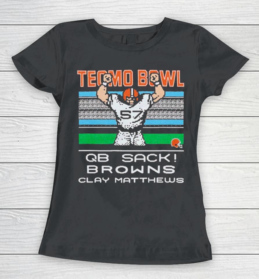Cleveland Browns Video Game Tecmo Bowl Browns Clay Matthews Women T-Shirt