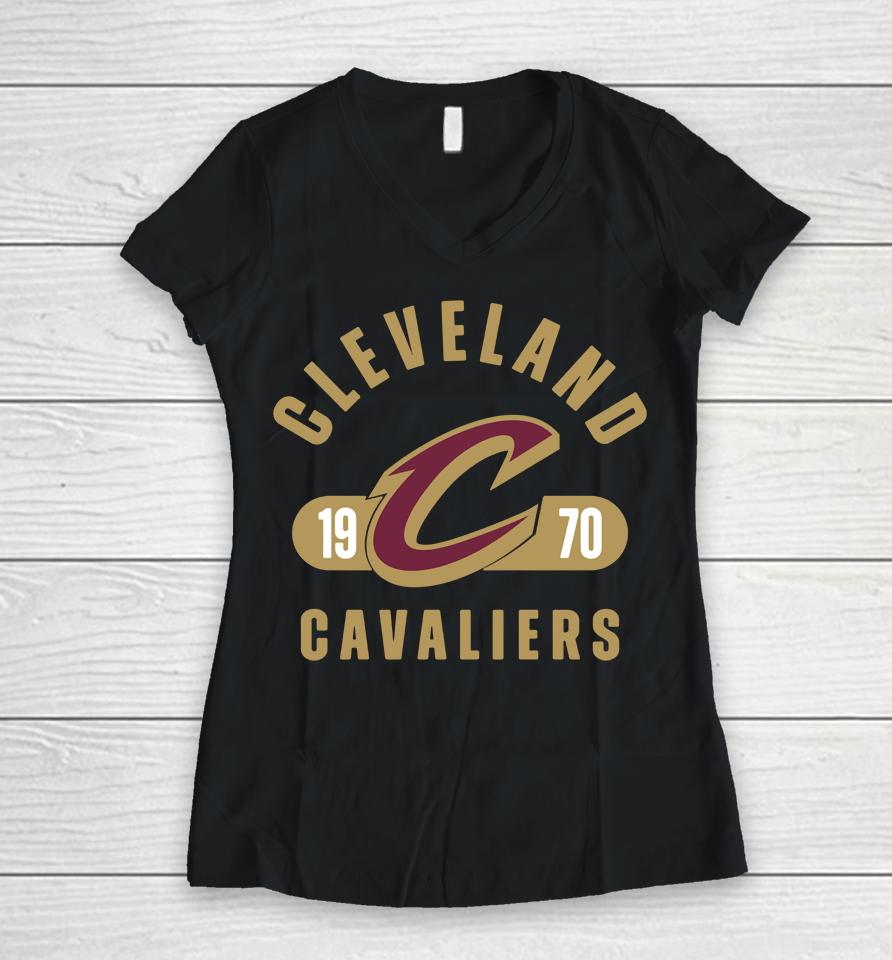 Cleveland Cavaliers 1970 Attack Colorblock Women V-Neck T-Shirt