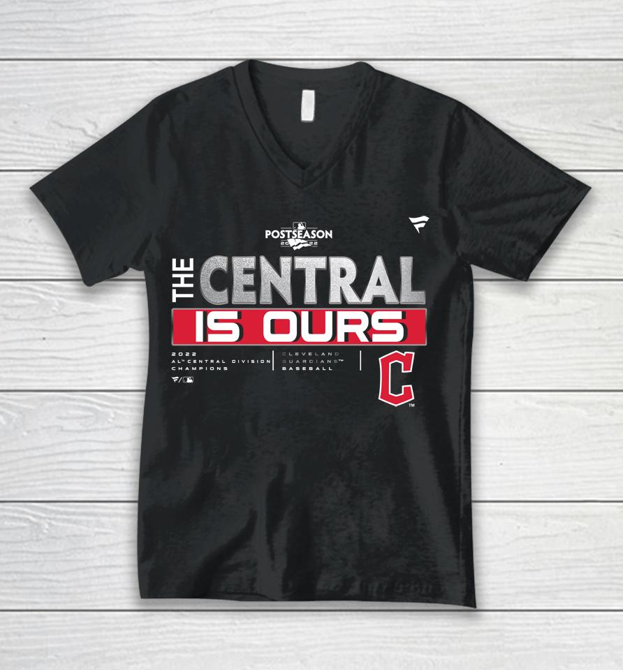Cleveland Guardians Fanatics Branded Navy 2022 Al Central Division Champions Locker Room Unisex V-Neck T-Shirt