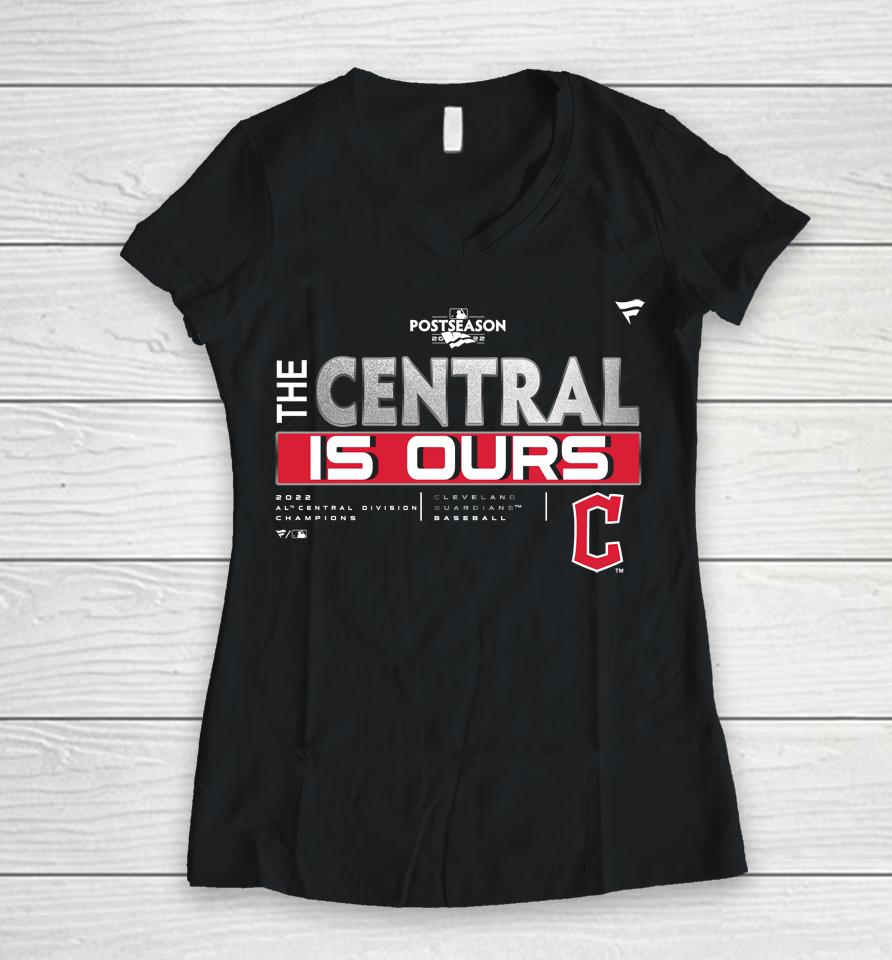 Cleveland Guardians Fanatics Branded Navy 2022 Al Central Division Champions Locker Room Women V-Neck T-Shirt