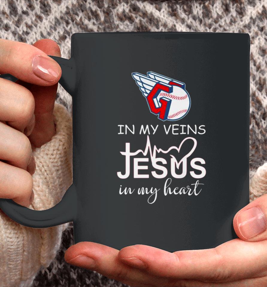Cleveland Guardians Logo 2023 In My Veins Jesus In My Heart Coffee Mug