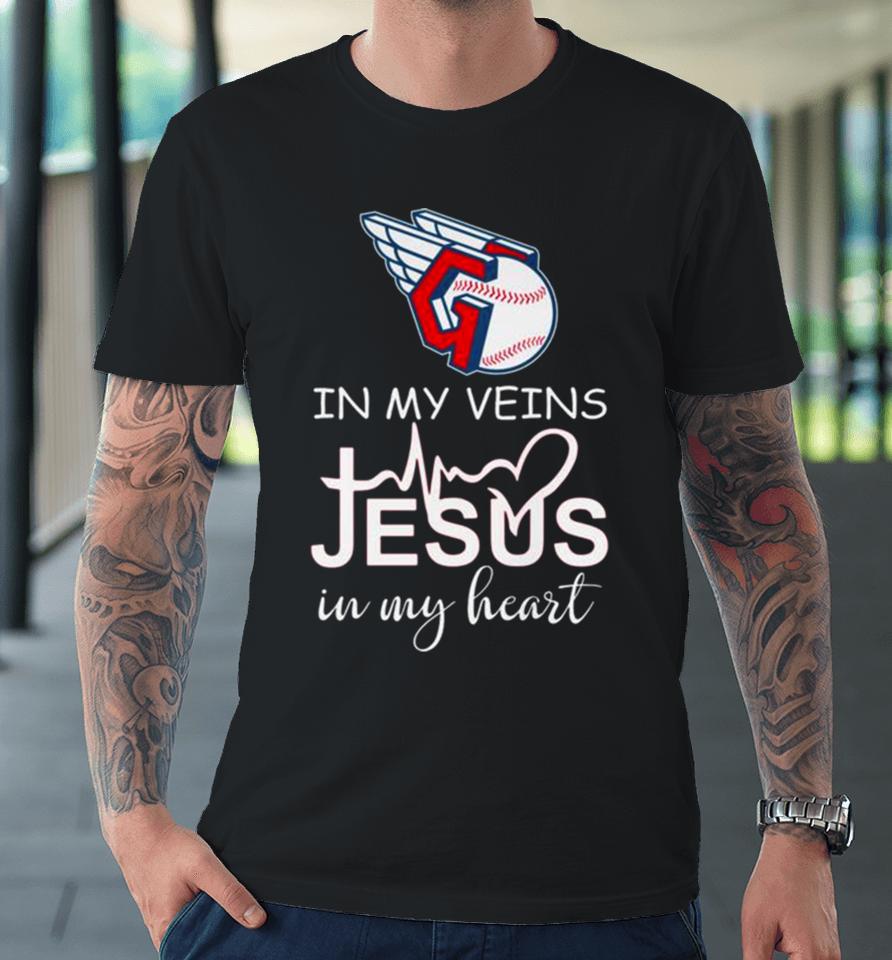 Cleveland Guardians Logo 2023 In My Veins Jesus In My Heart Premium T-Shirt