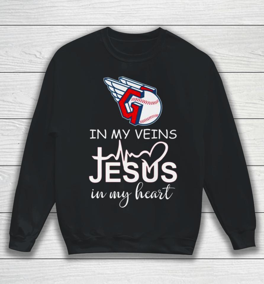 Cleveland Guardians Logo 2023 In My Veins Jesus In My Heart Sweatshirt