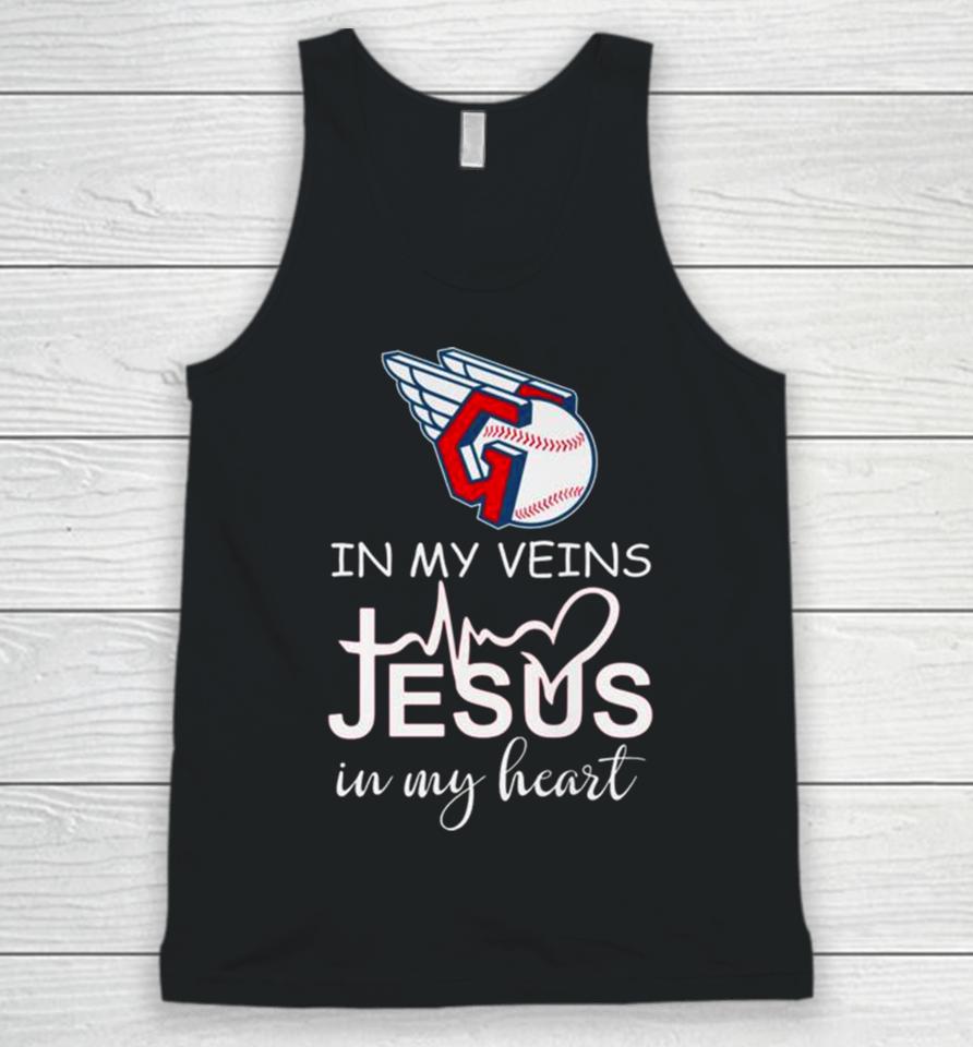 Cleveland Guardians Logo 2023 In My Veins Jesus In My Heart Unisex Tank Top