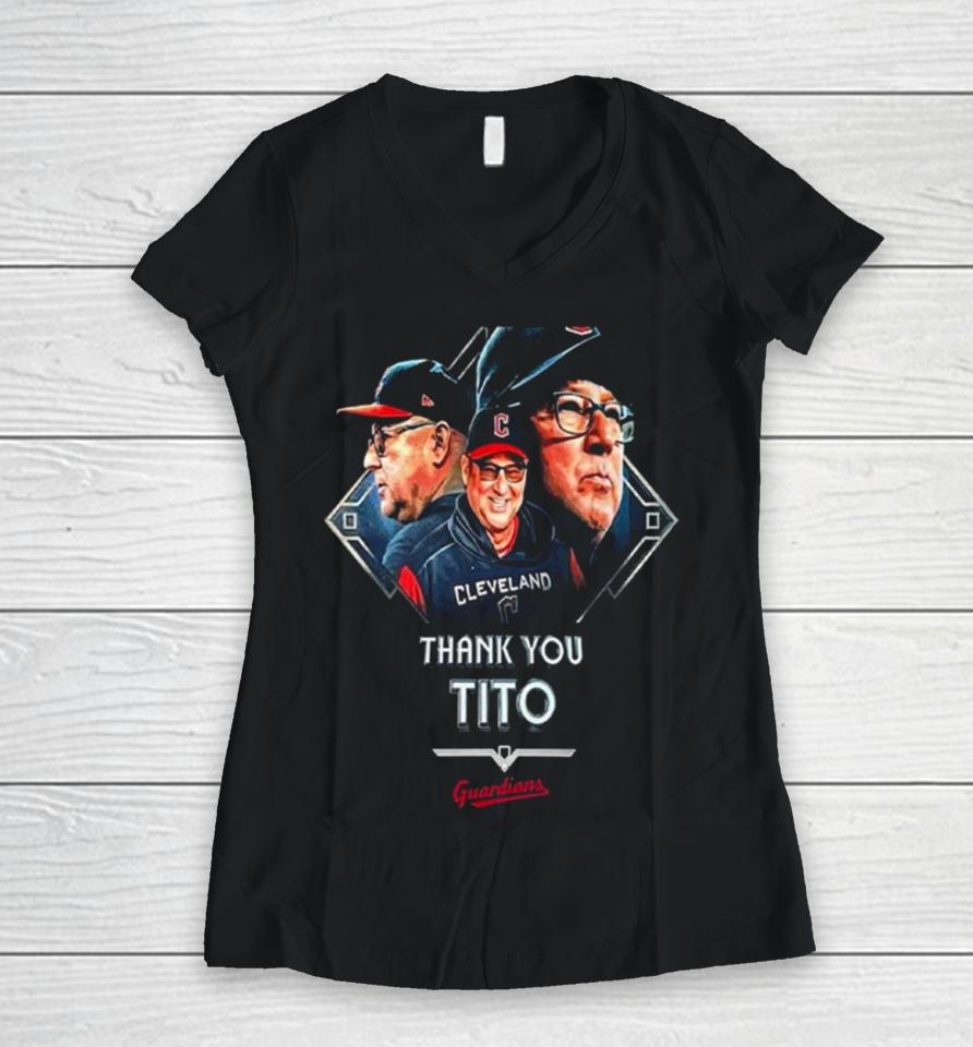 Cleveland Guardians Thank You Tito Rare Terry Francona Women V-Neck T-Shirt