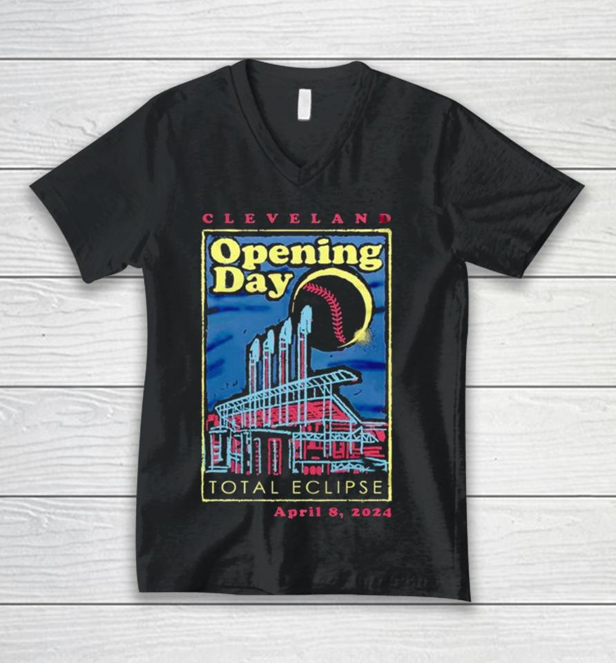 Cleveland Opening Day 2024 Total Eclipse April 8 2024 Unisex V-Neck T-Shirt