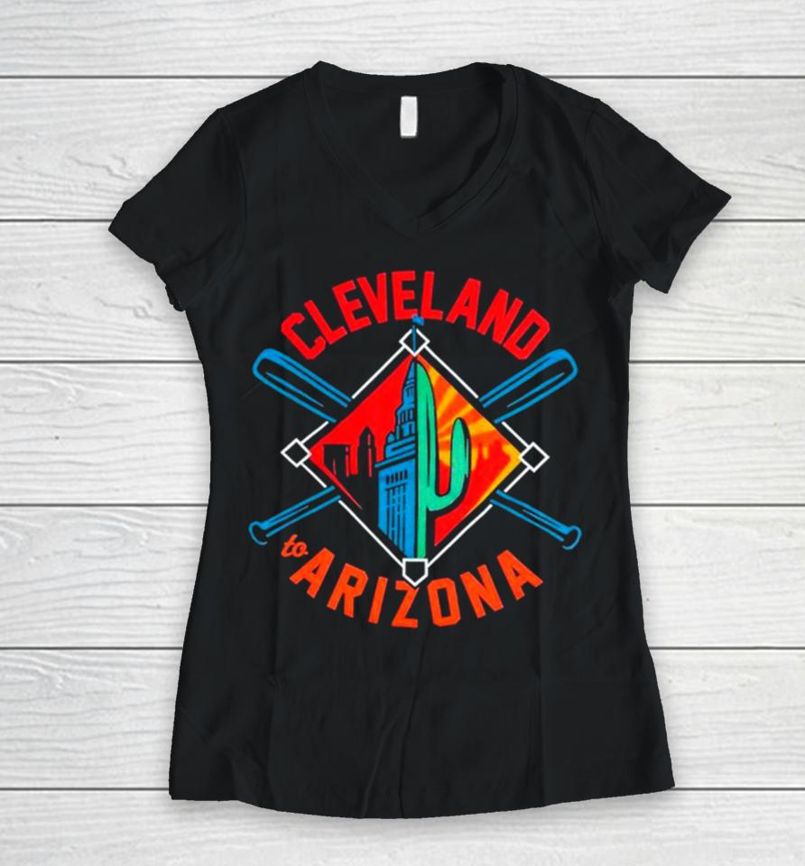 Cleveland Spring Into Baseball Women V-Neck T-Shirt