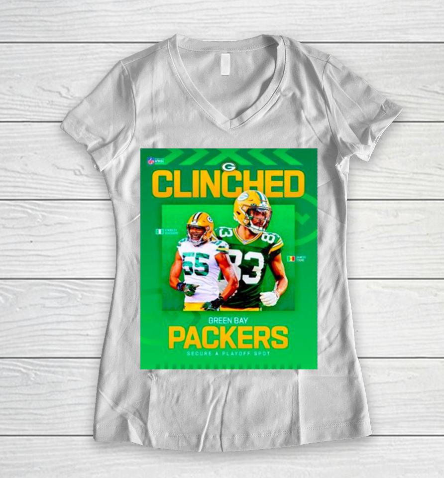 Cliched Green Bay Packer Secure A Playoff Spot Nfl 2024 Women V-Neck T-Shirt