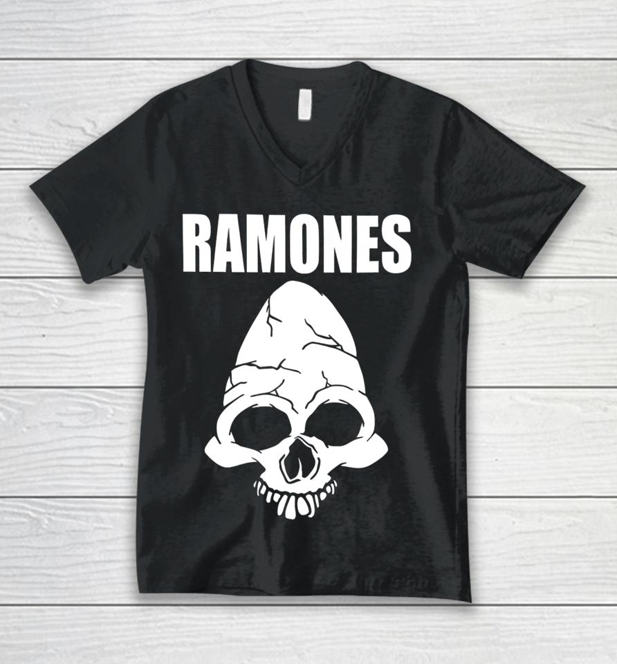 Cm Punk Wearing Ramones Skull Unisex V-Neck T-Shirt