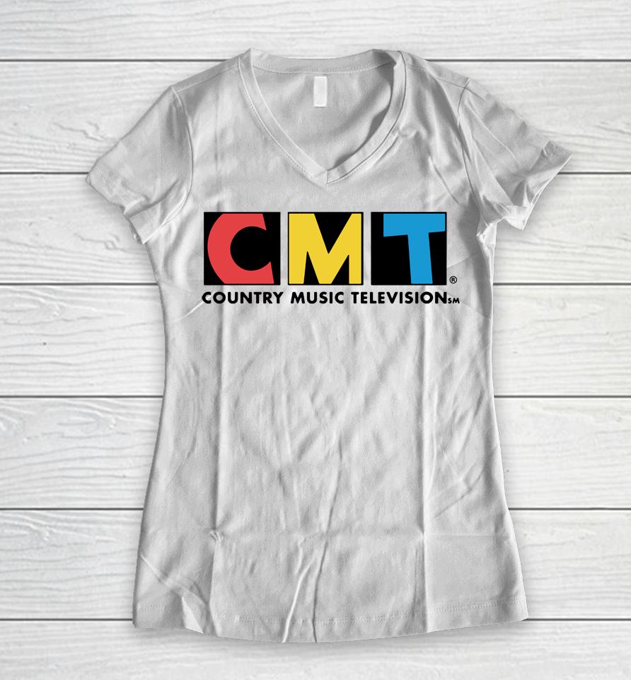 Cmt Logo Fleece Women V-Neck T-Shirt