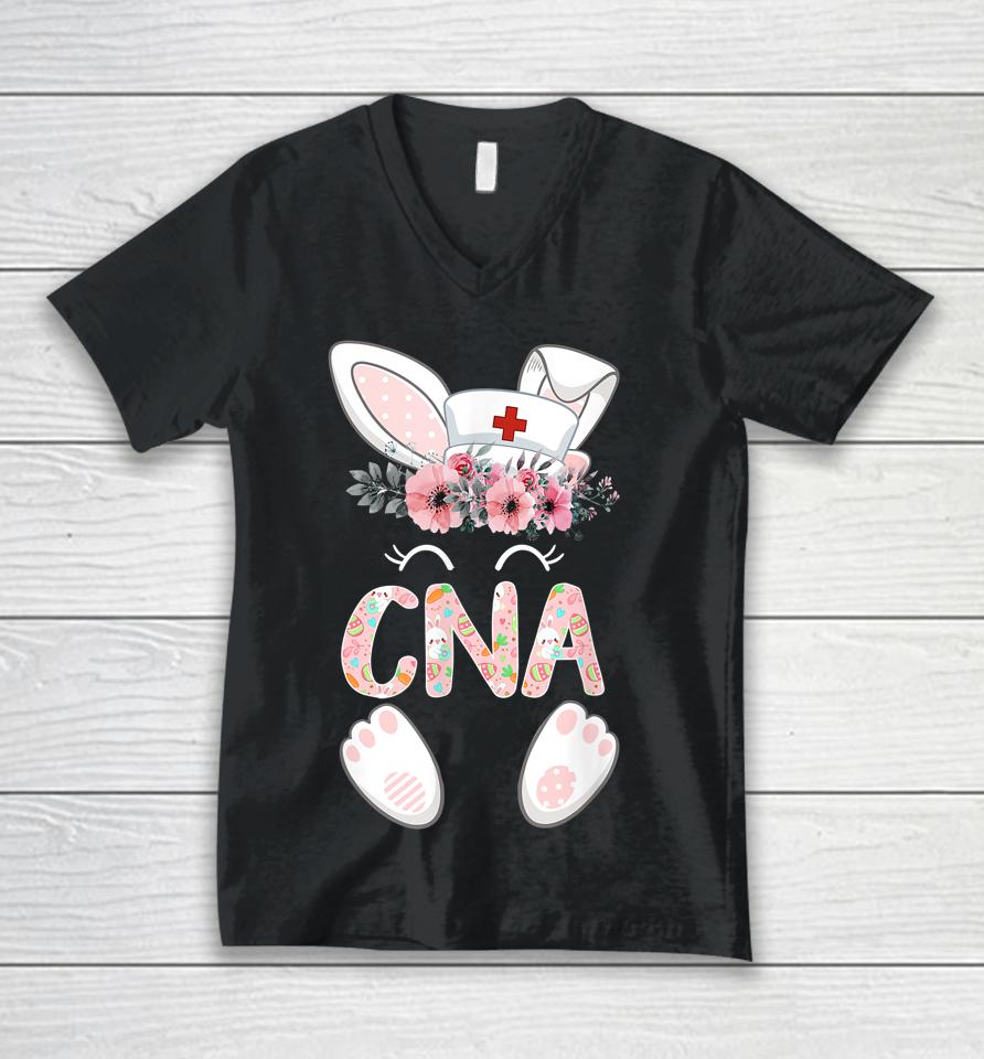 Cna Easter Nurse Floral Bunny Unisex V-Neck T-Shirt