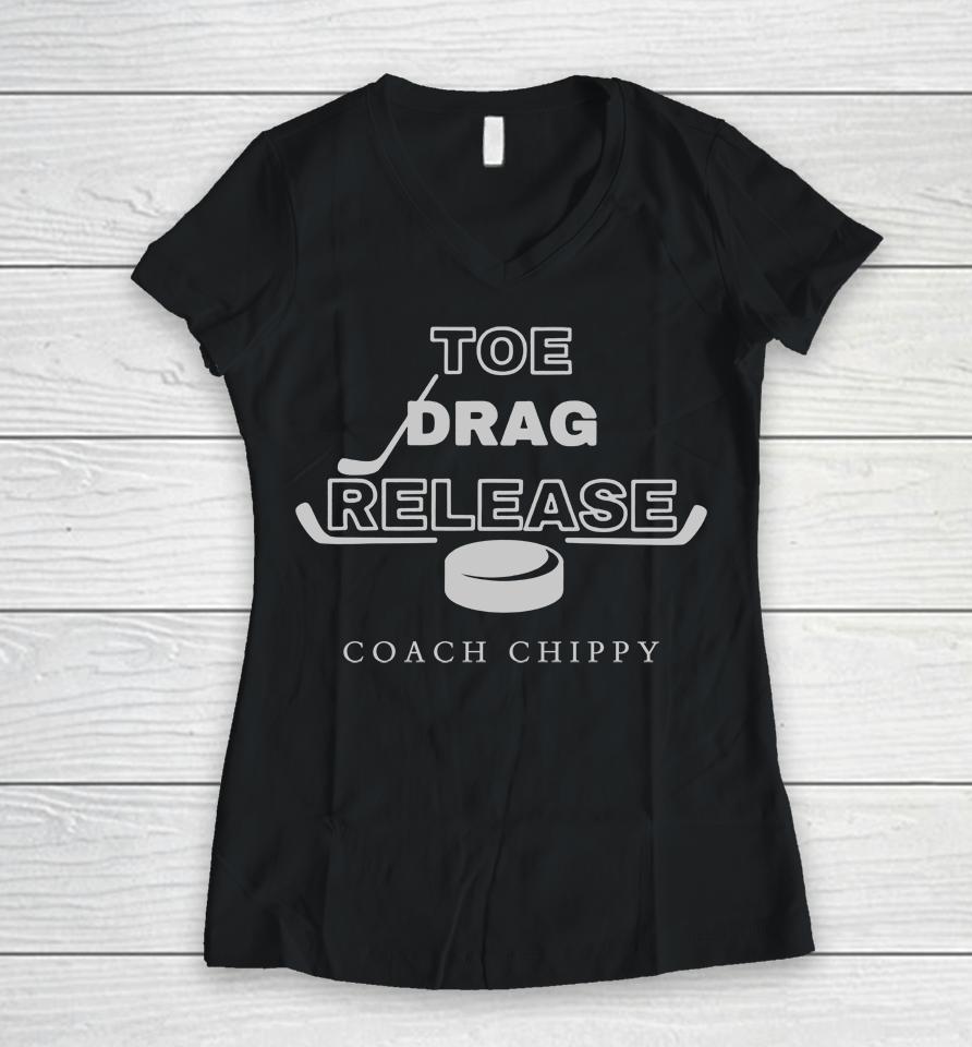 Coach Chippy Toe Drag Release Black Women V-Neck T-Shirt