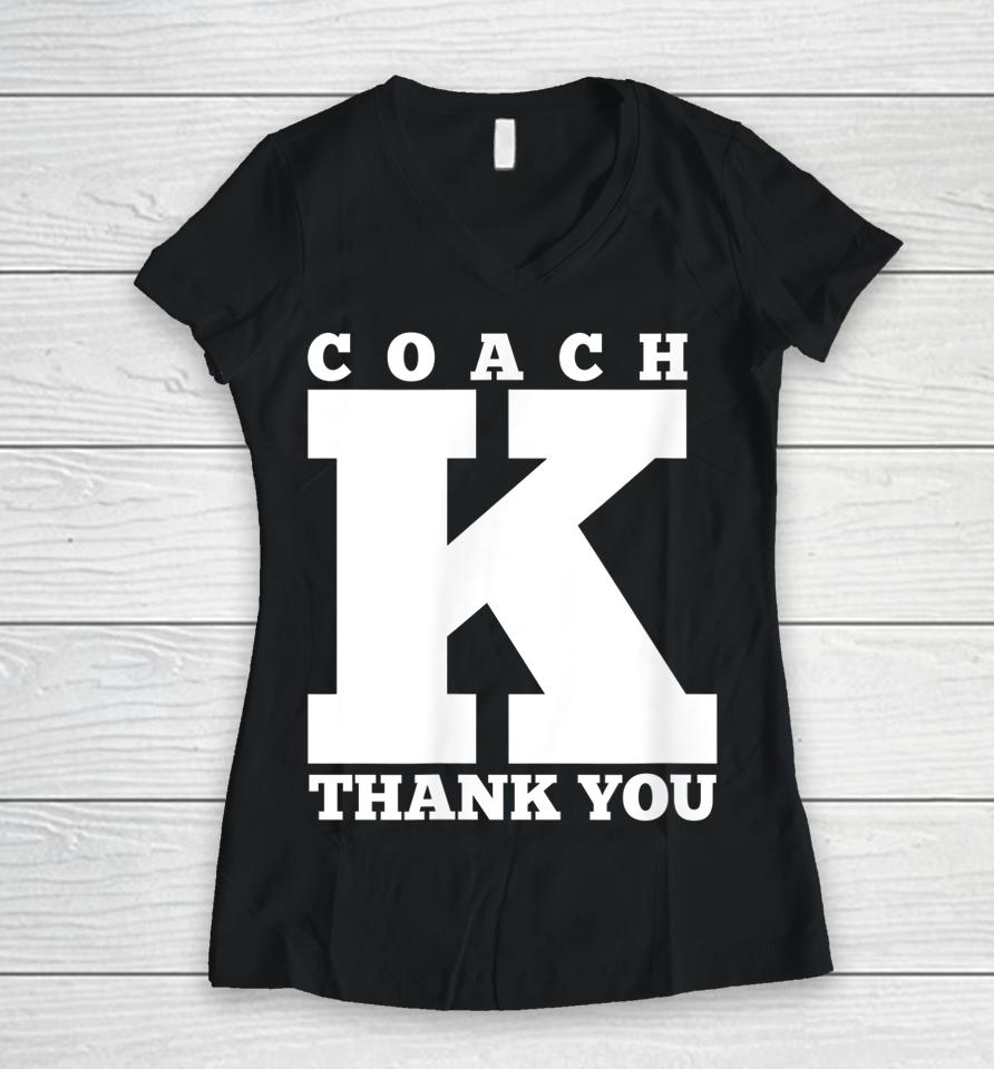 Coach K Retirement Women V-Neck T-Shirt