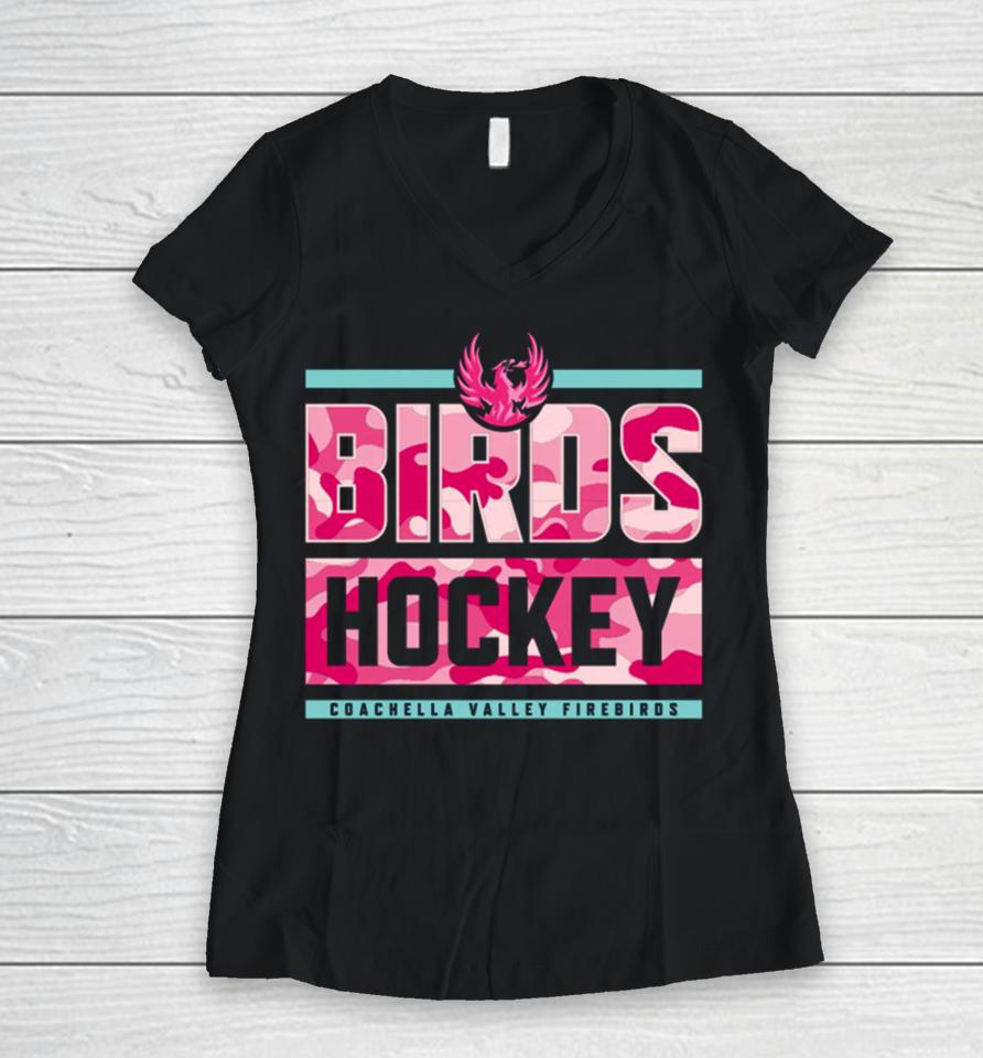 Coachella Valley Firebirds Pink In The Rink Women V-Neck T-Shirt