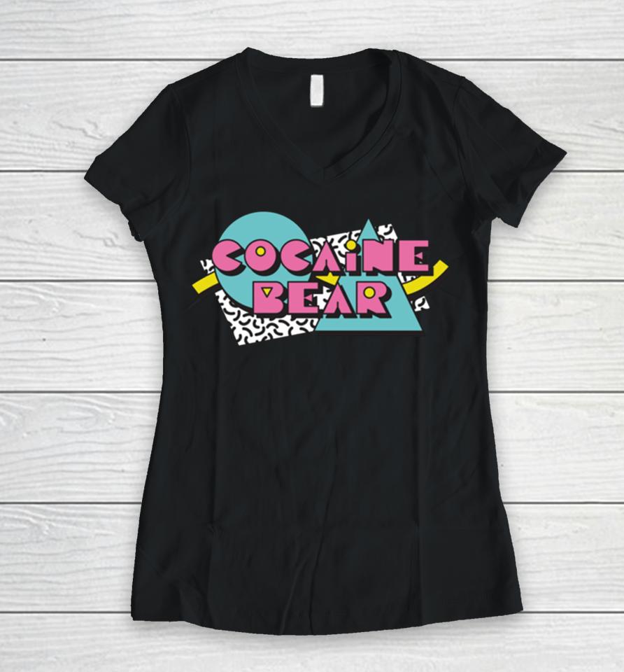 Cocaine Bear Logo Women V-Neck T-Shirt