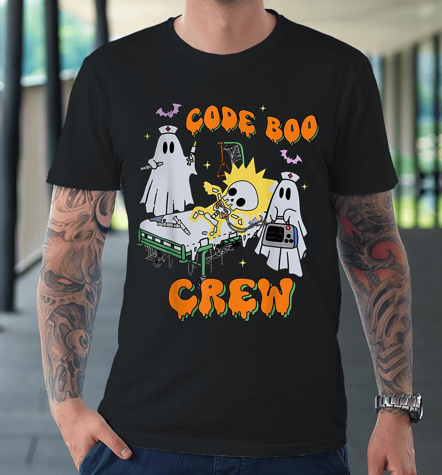 Code Boo Crew Funny Ghost Nurse Halloween Costume Nursing Premium T-Shirt