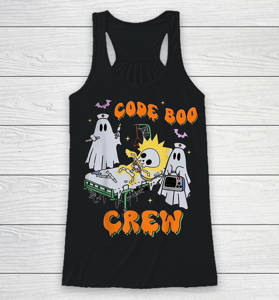 Code Boo Crew Funny Ghost Nurse Halloween Costume Nursing Racerback Tank