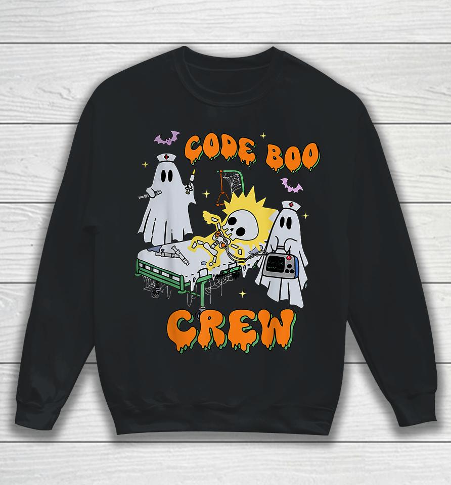 Code Boo Crew Funny Ghost Nurse Halloween Costume Nursing Sweatshirt