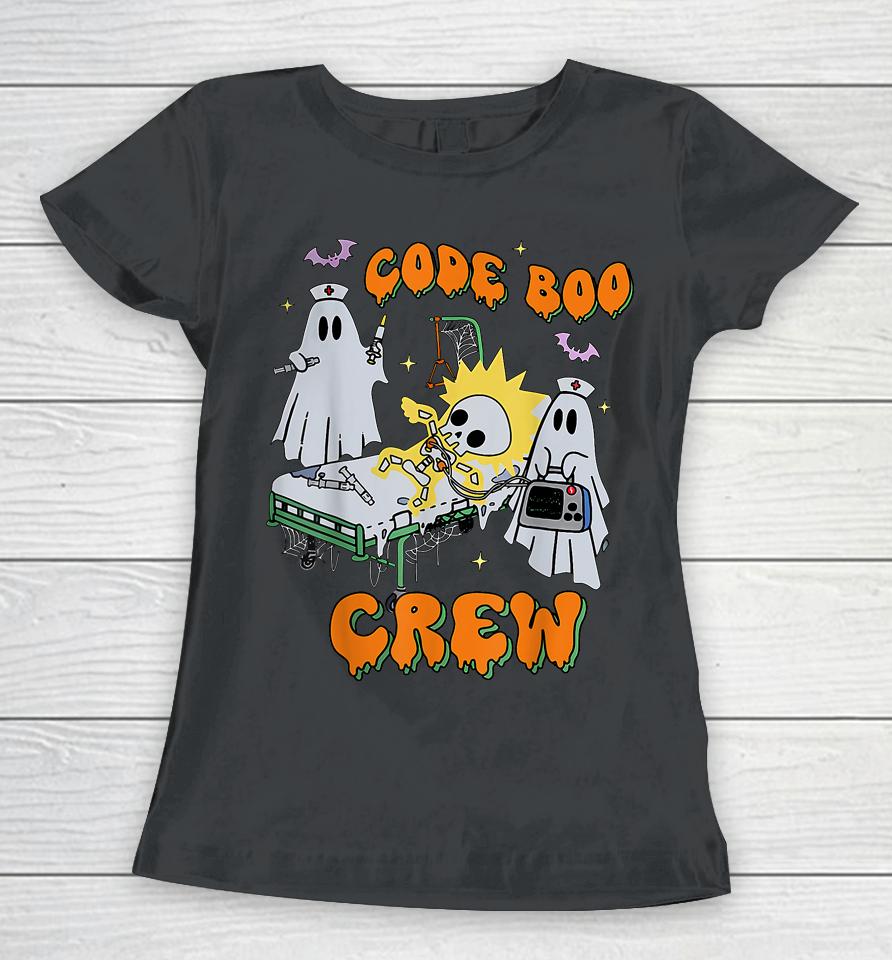 Code Boo Crew Funny Ghost Nurse Halloween Costume Nursing Women T-Shirt
