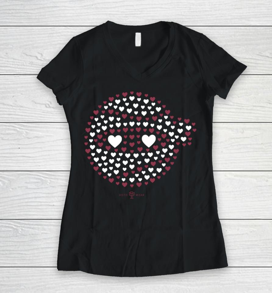Codify Pitching Ninja Heart Women V-Neck T-Shirt