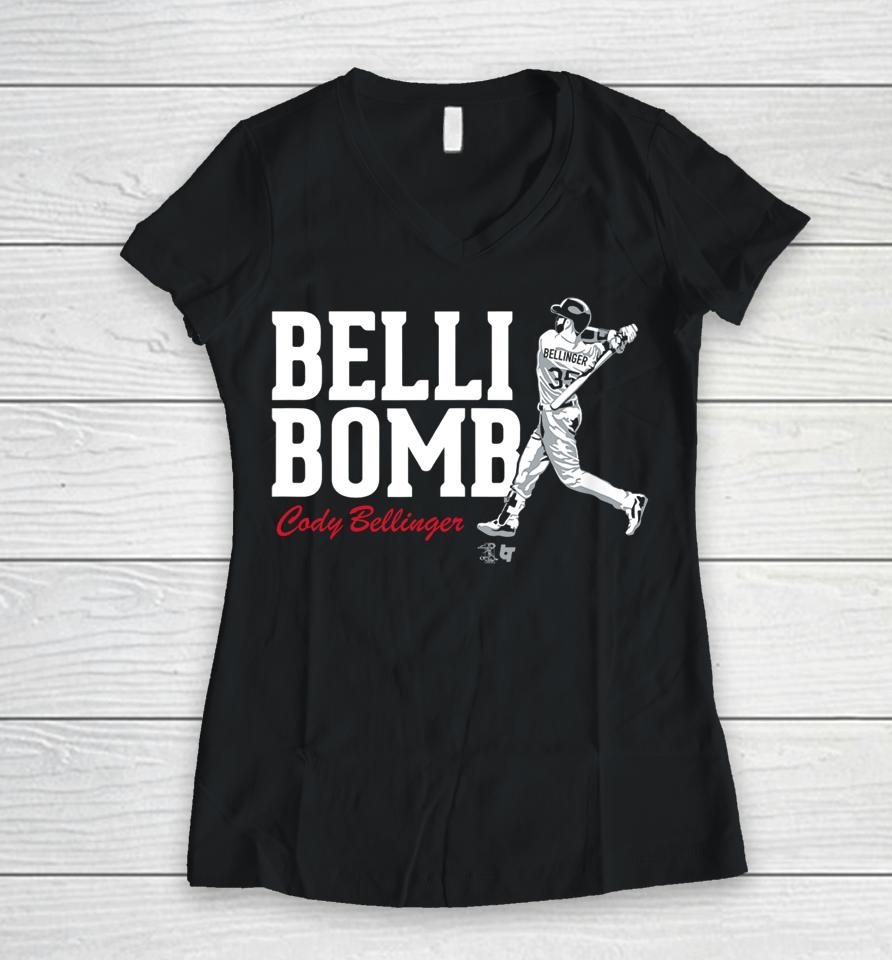 Cody Bellinger Belli Bomb Los Angeles Baseball Women V-Neck T-Shirt