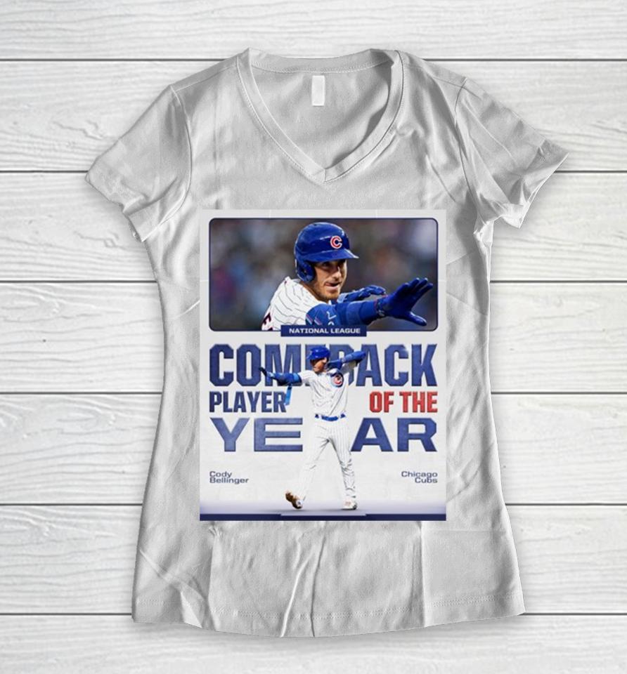 Cody Bellinger Chicago Cubs National League Comeback Player Of The Year Women V-Neck T-Shirt
