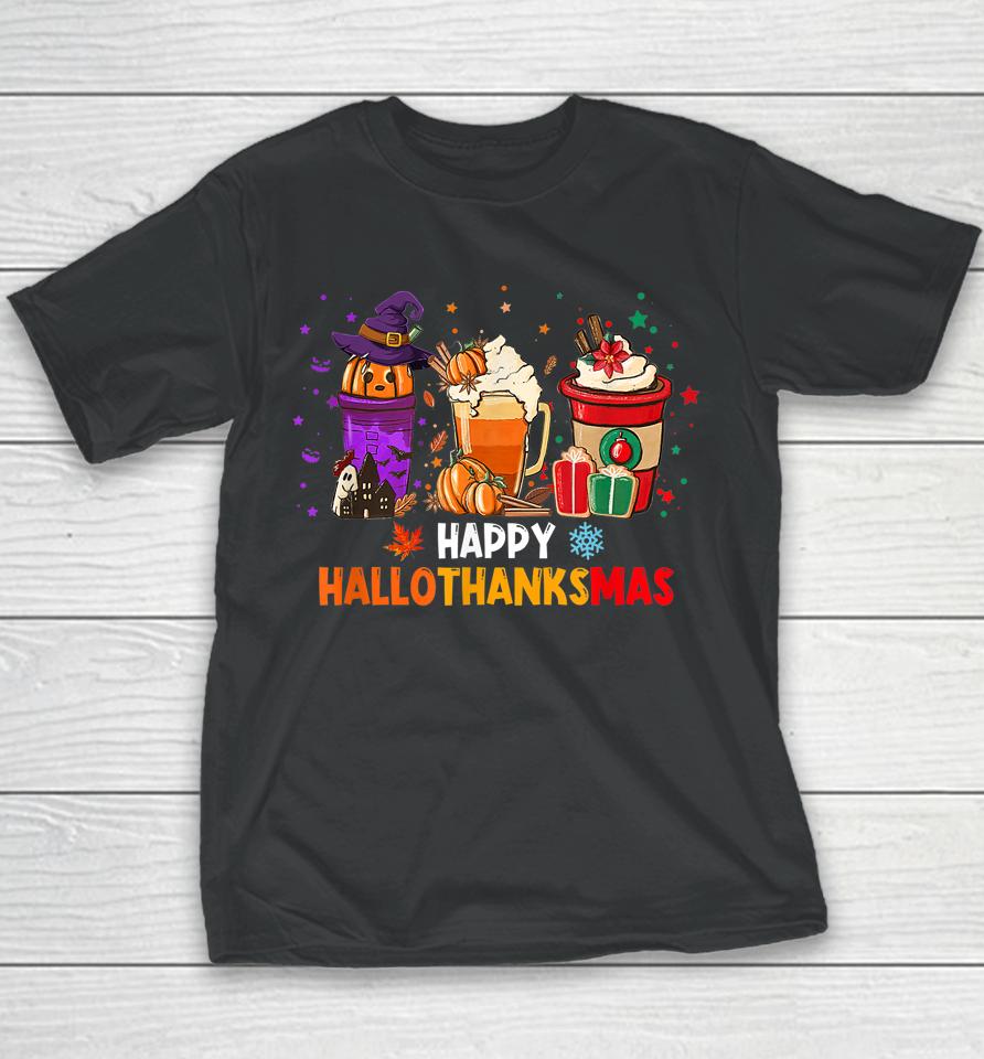 Coffee Pumpkin Spice Latte Happy Hallothanksmas Youth T-Shirt