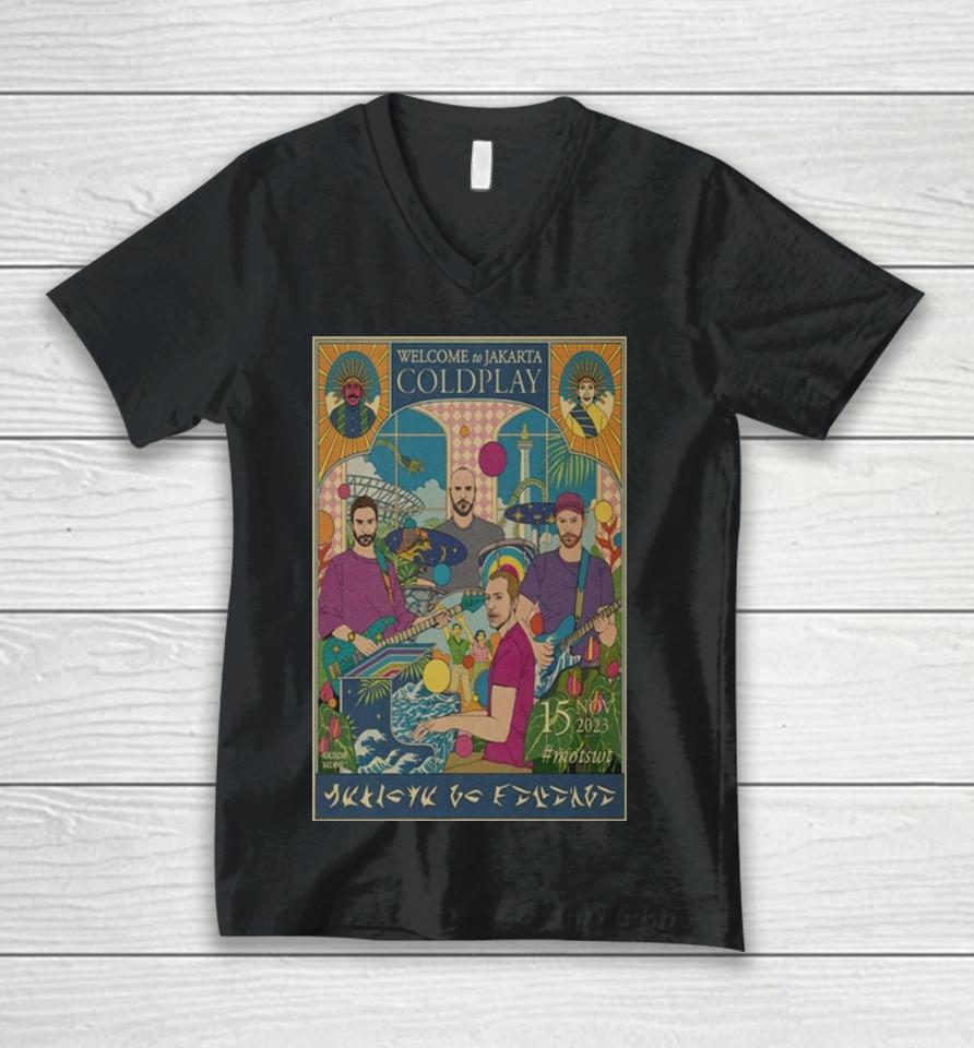 Coldplay Music Of The Spheres World Tour Jakarta November 15, 2023 Poster Unisex V-Neck T-Shirt
