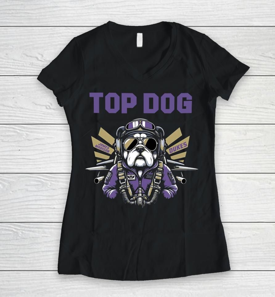College Dropouts Merch Jmu Top Dog Bowl Women V-Neck T-Shirt
