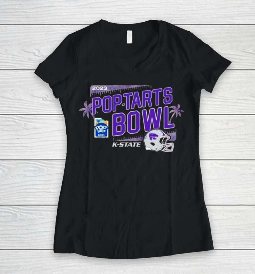 College Football Bowl Games 2023 Pop Tarts Bowl Kansas State Wildcats Helmet Women V-Neck T-Shirt