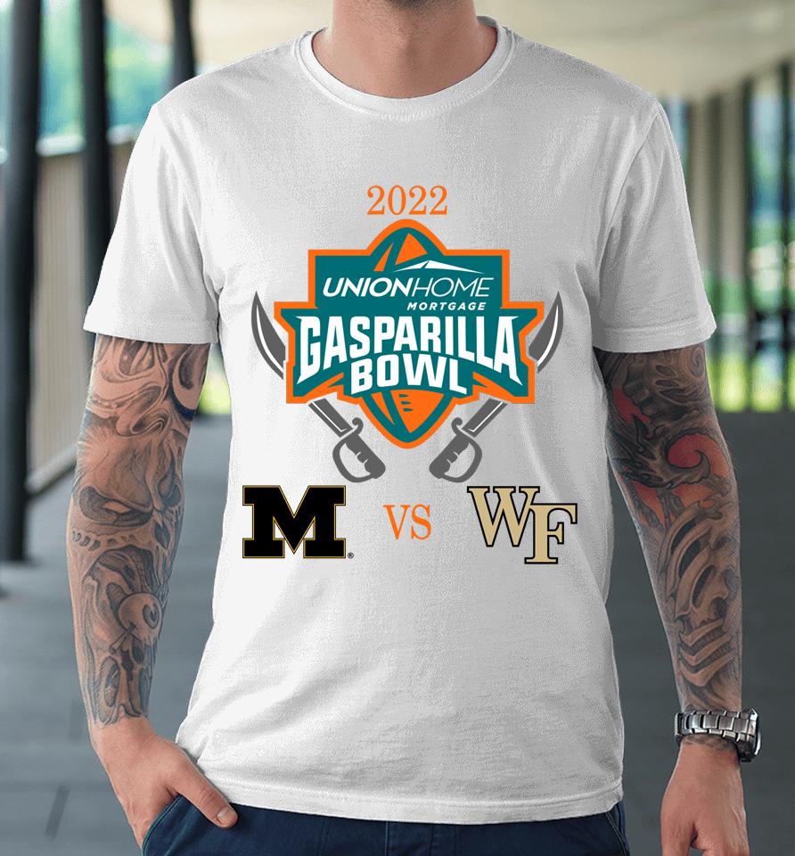 College Football Ncaa Wake Forest Demon Deacons Vs Missouri Tigers 2022 Gasparilla Bowl Matchup Premium T-Shirt