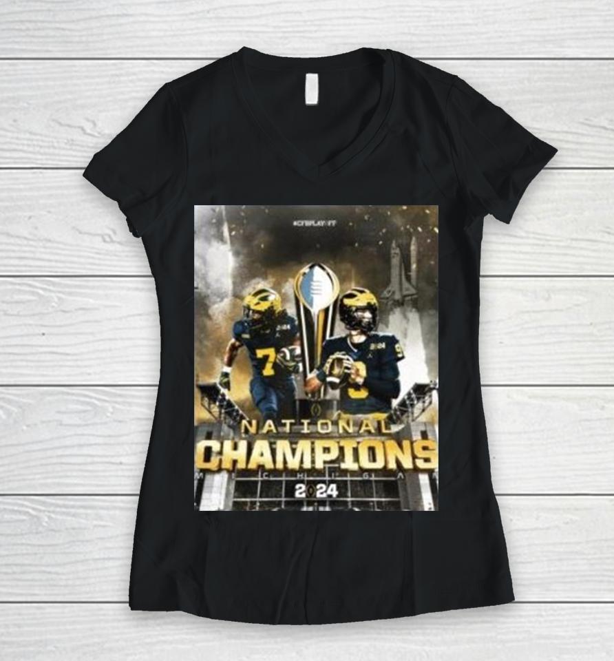 College Football Playoff National Champions 2024 Natty Champs Women V-Neck T-Shirt